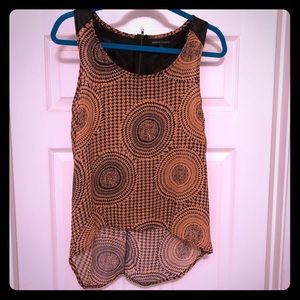 Chiffon & Leather mix sleeveless top